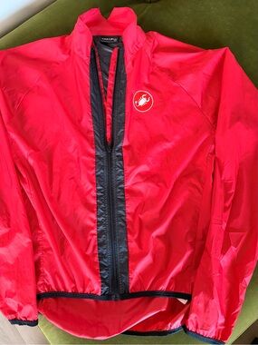 Castelli Techno Sport Red Cycling Jacket Men’s XL Full Zip Lightweight Bike